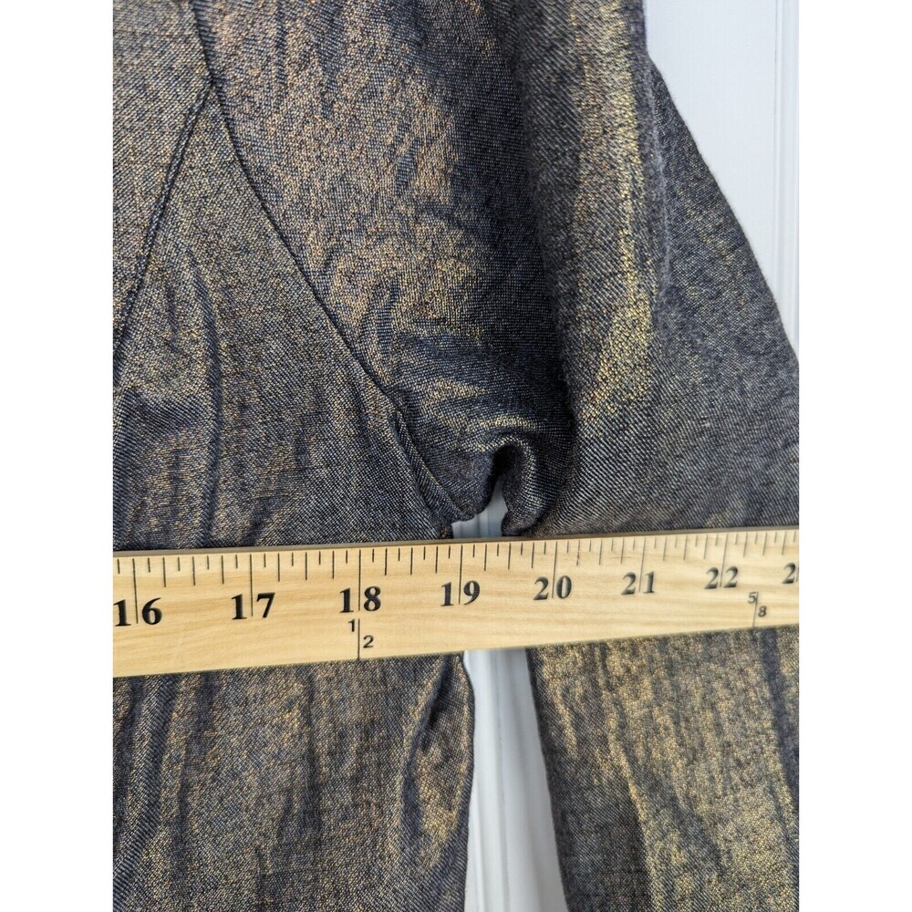 Chico’s Golden Trinket Royalty Jacket Indigo Denim Bronze Foil Size 2 Large - Picture 5 of 10